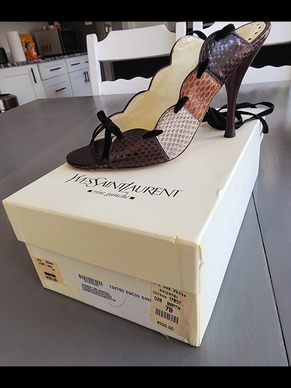 RARE Vintage YSL Rive Gauche Tom Ford 2001 Jasmin 100 Ayers Snakeskin Sandals 37